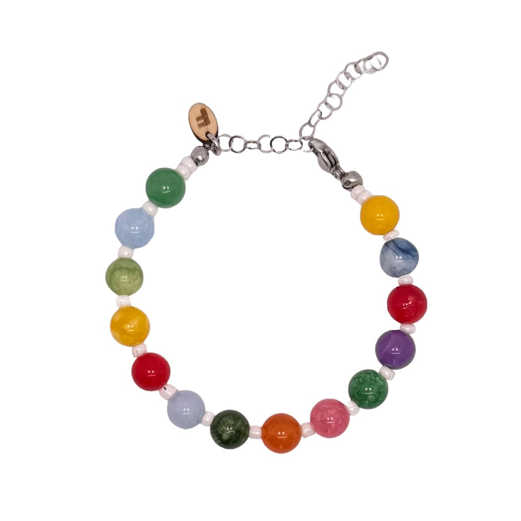 Armband - Multicolor Jade - zilver