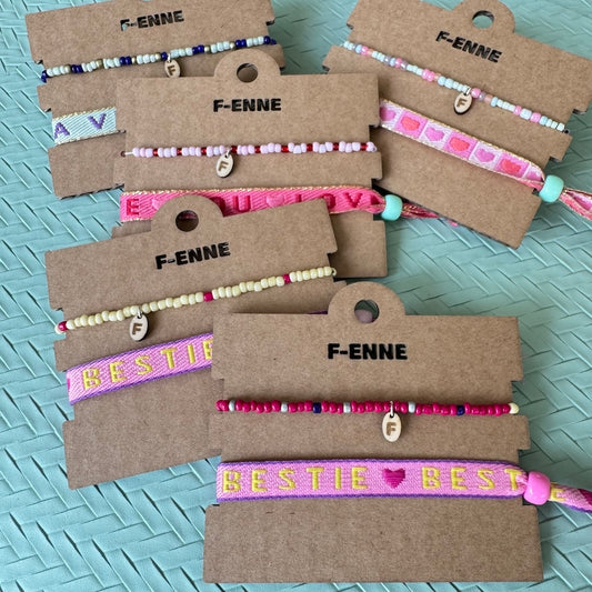 Armbandjes set - Lintarmband 'Love you'