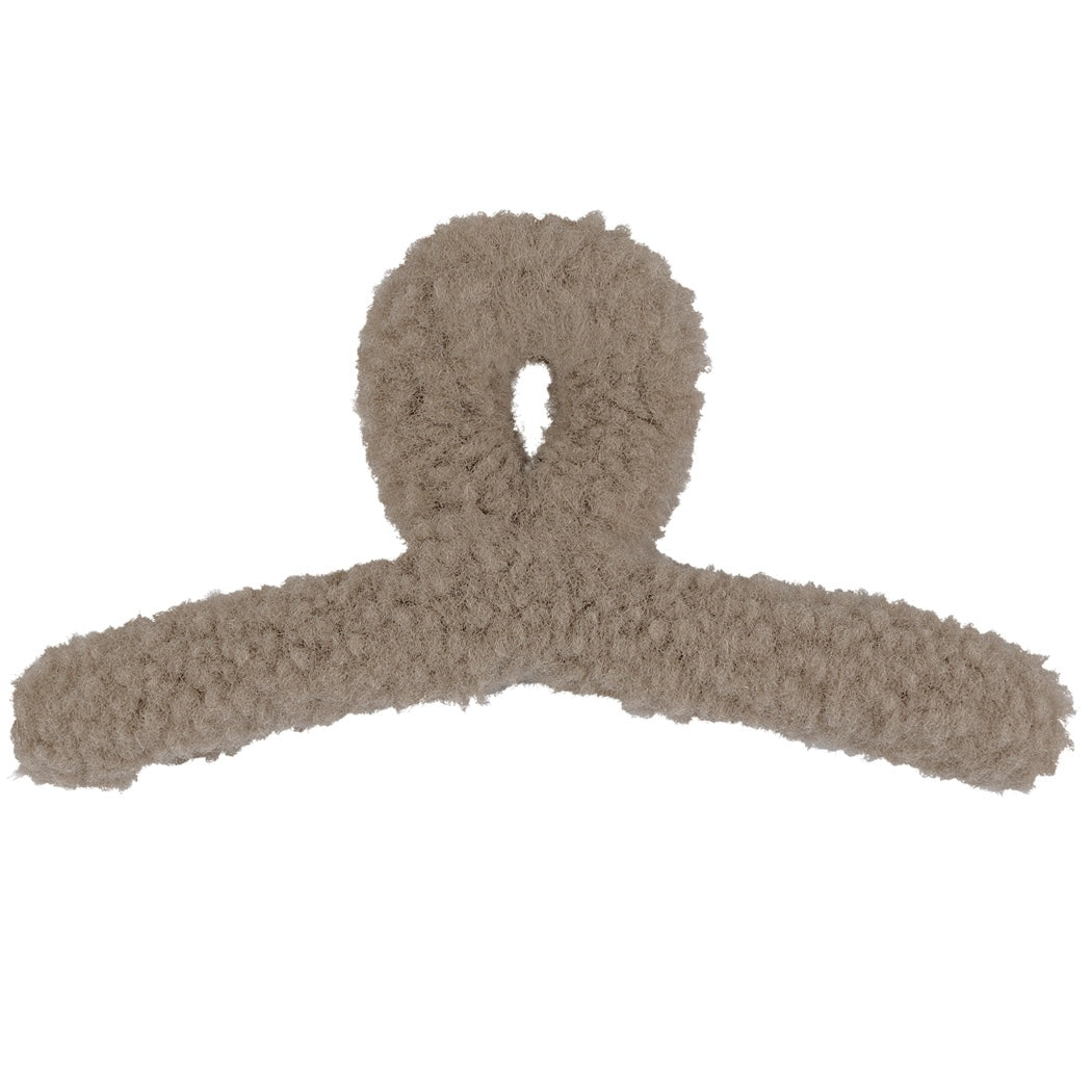 Fluffy teddy haarclip - bruin