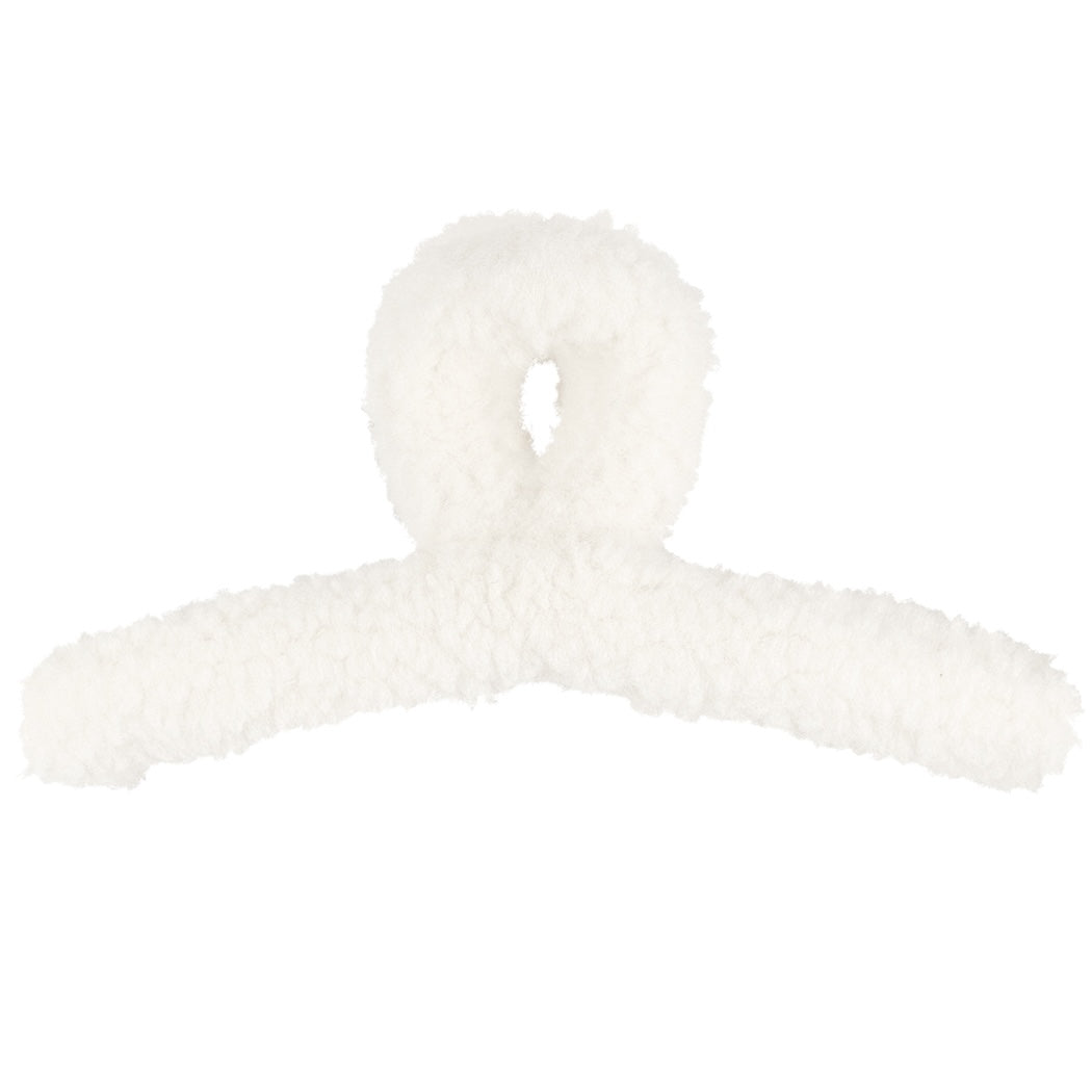 Fluffy teddy haarclip - wit