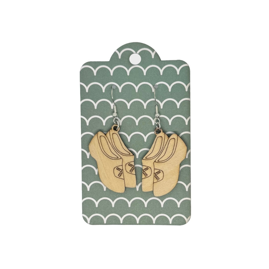 Oorbellen - Klompen houten hanger