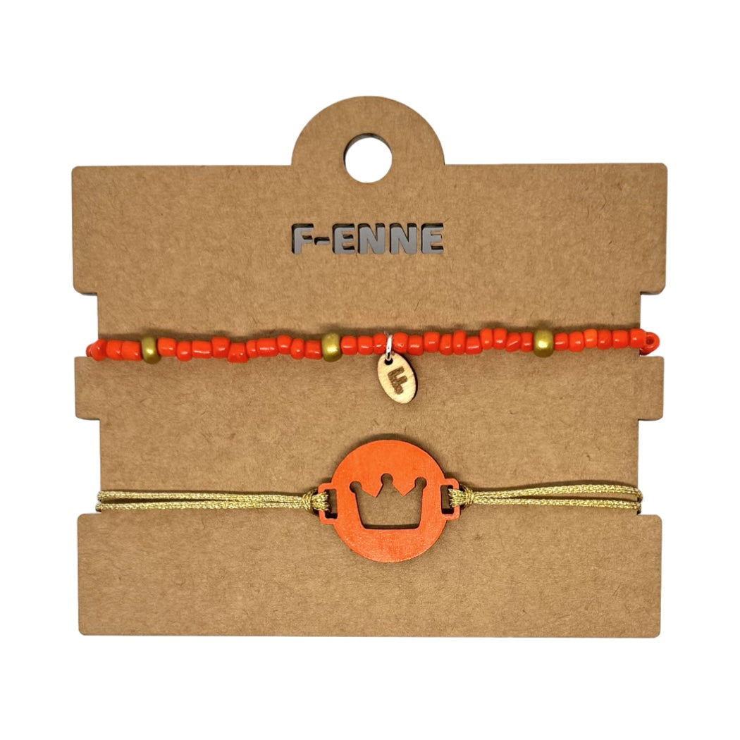 Armbandjes set - Oranje kroontje