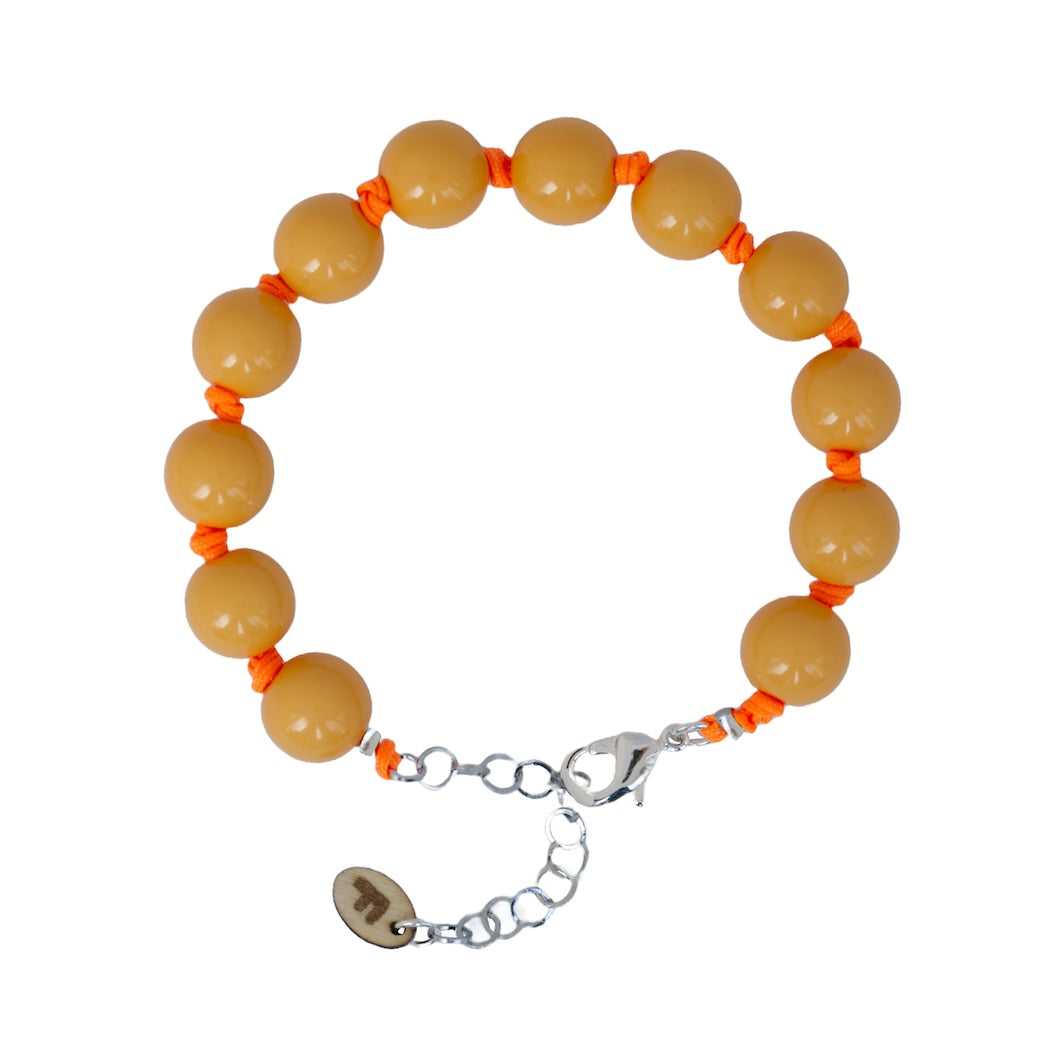 Armband met acrylkralen – Oranje/Zilver