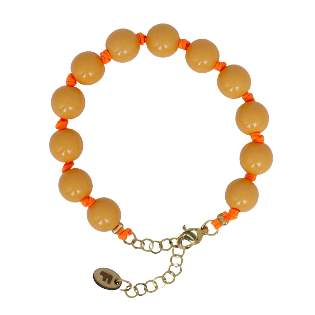 Armband met acrylkralen – Oranje/Goud