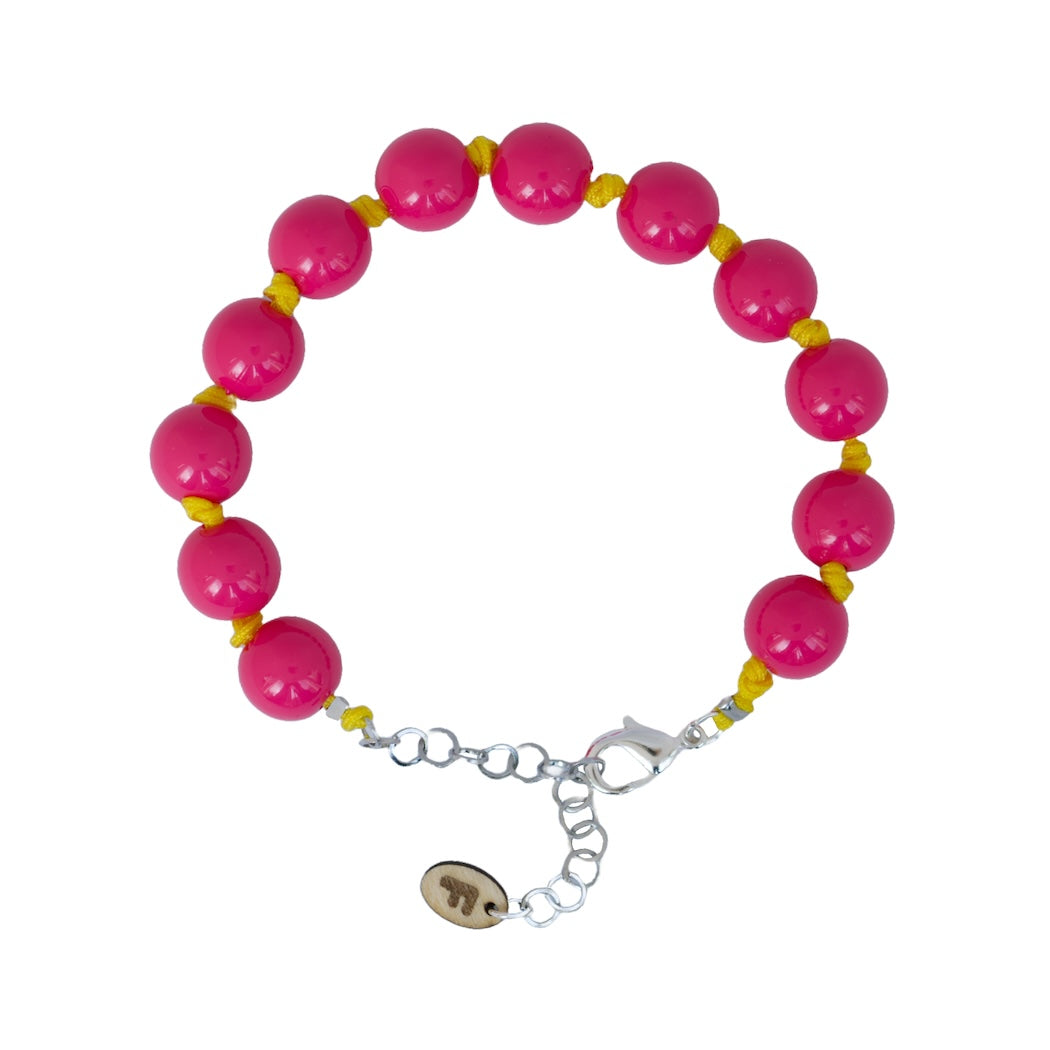 Armband met acrylkralen – Roze/Zilver