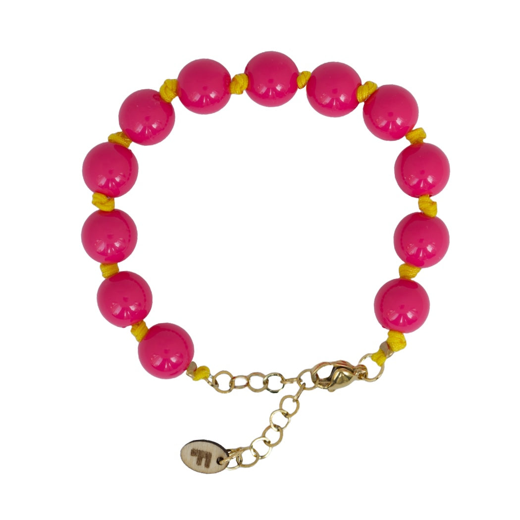 Armband met acrylkralen – Roze/Goud