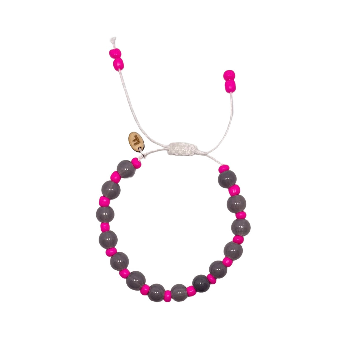 Armband - grijs/roze glazen kraal