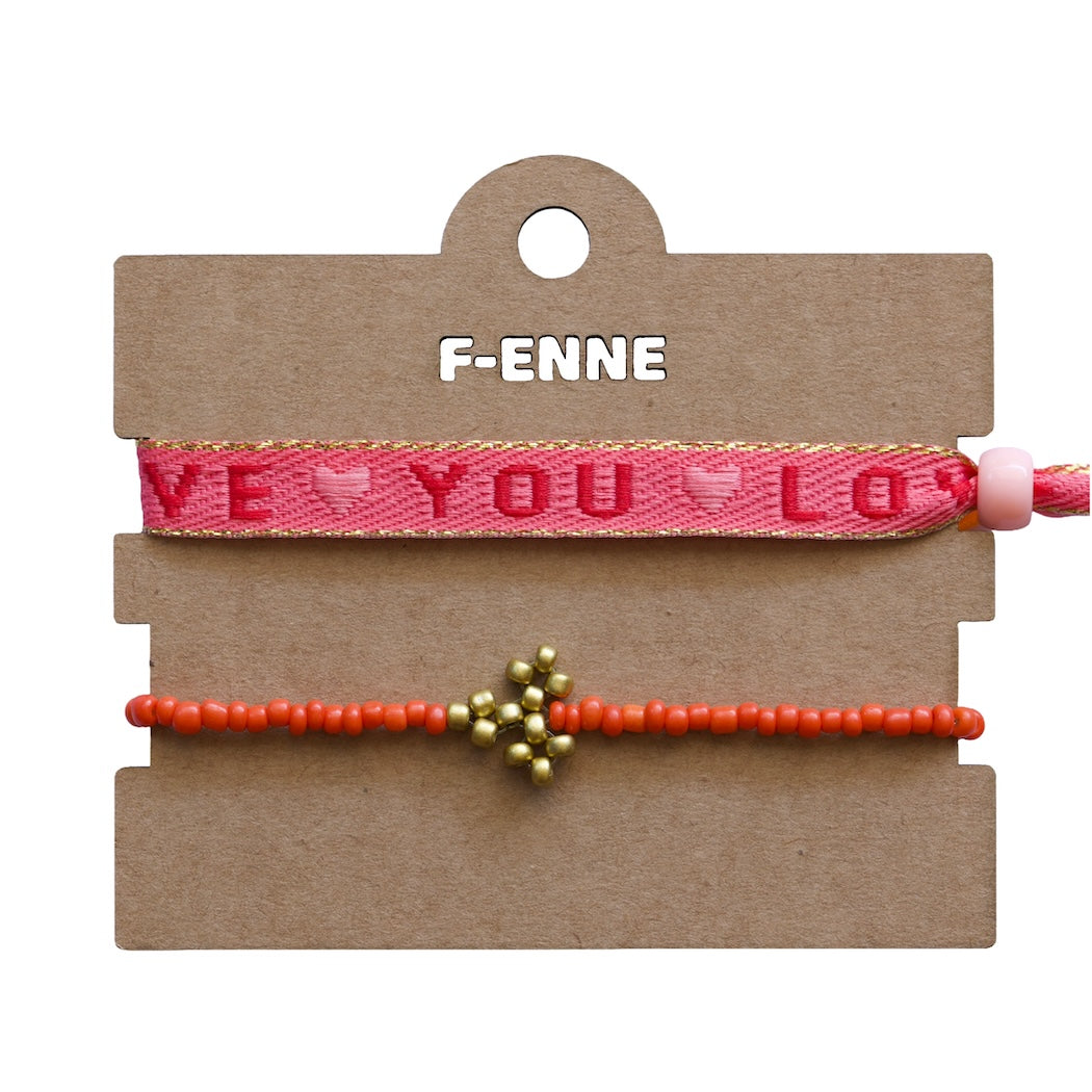Armbandjes set - Kralenhartje en lint
