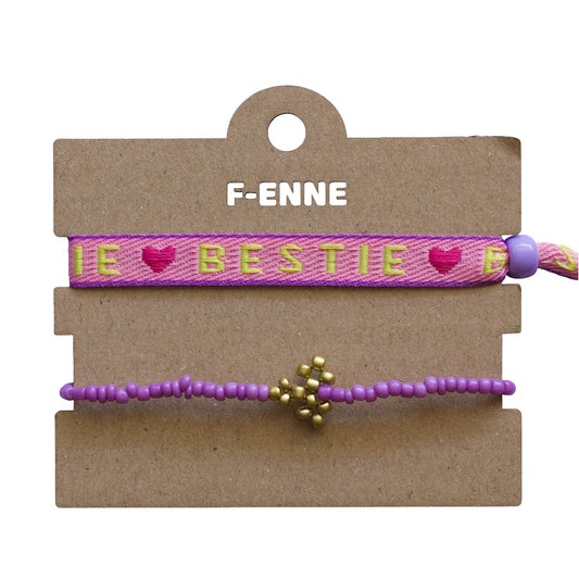 Armbandjes set - Kralenhartje en lint