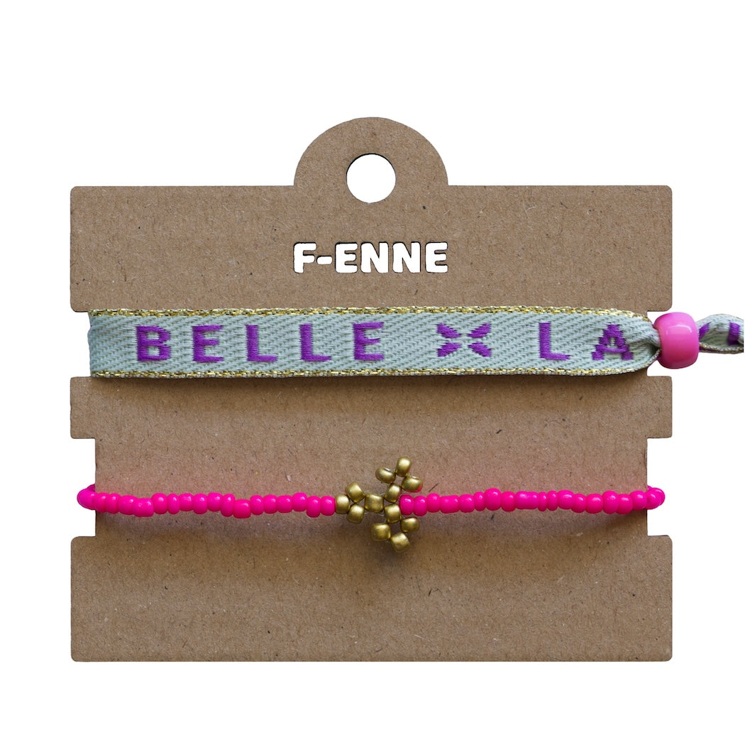 Armbandjes set - Kralenhartje en lint