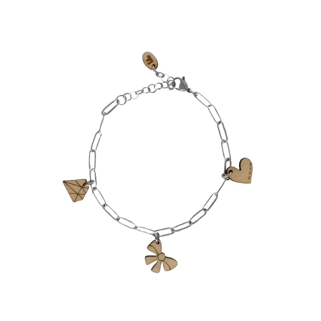 Armbandje – Zilverkleurig RVS Kettinkje met fun bedeltjes - neutraal