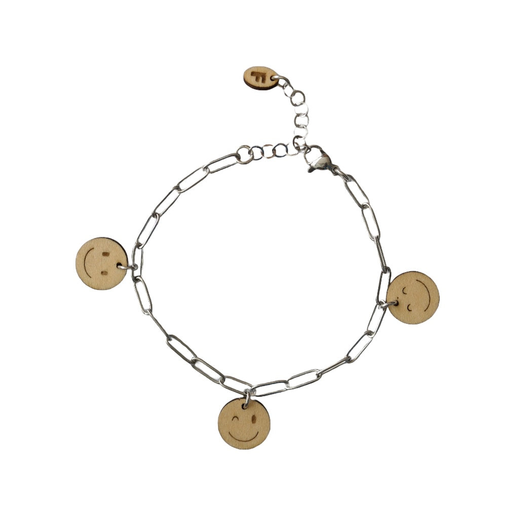 Armbandje – Zilverkleurig RVS kettinkje met smileys