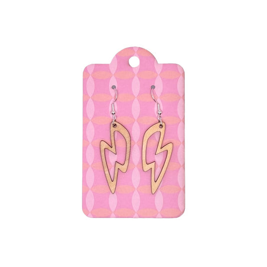 Oorbellen - Bliksem houten hanger