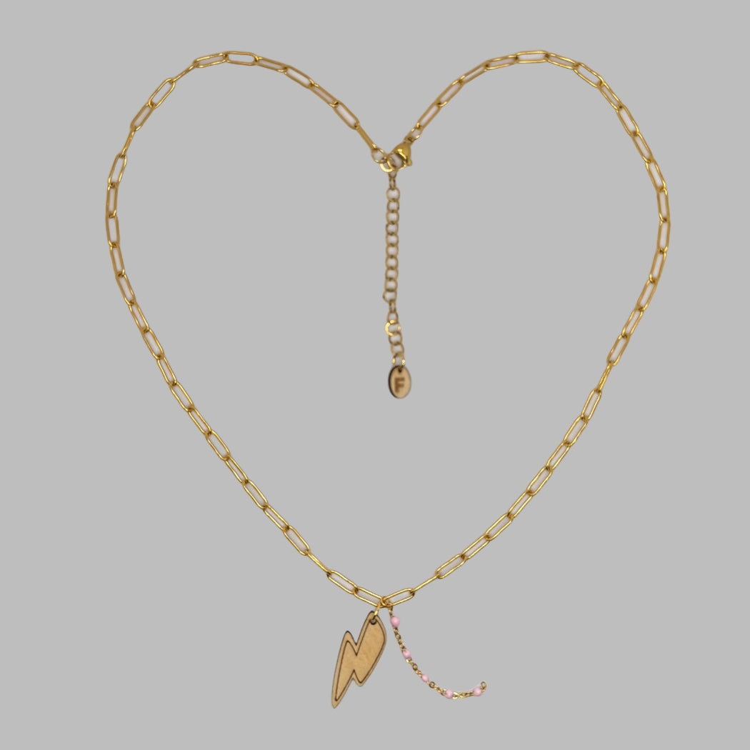 Ketting - Bliksem stainless steel - goud