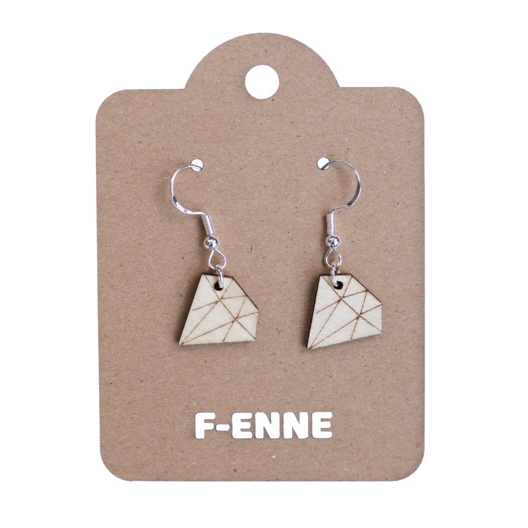 Oorbellen - Diamanten houten hanger