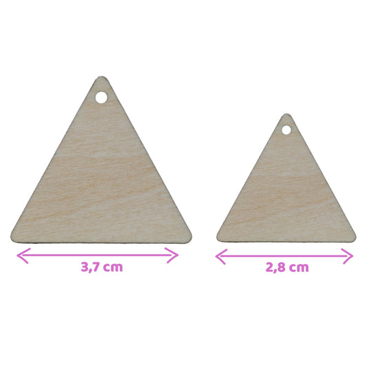Houten bedels – driehoek (10 stuks)