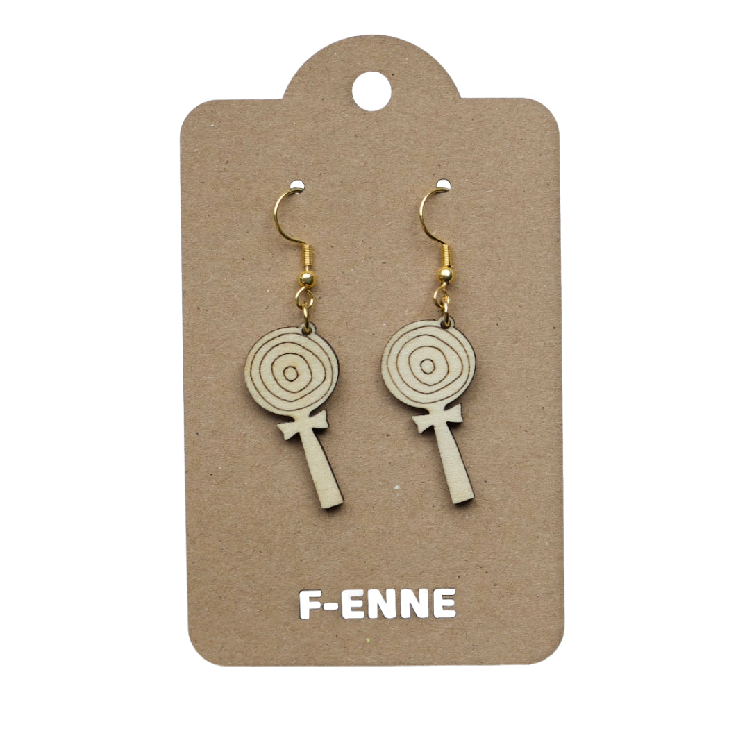 Oorbellen - Lolly houten hanger