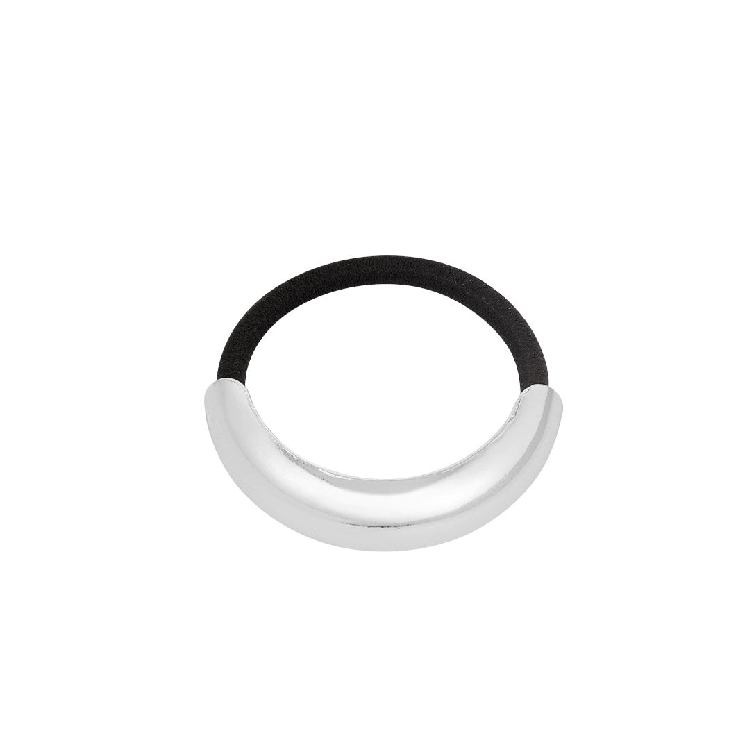 Stijlvol haarelastiekje met zilverkleurige boog