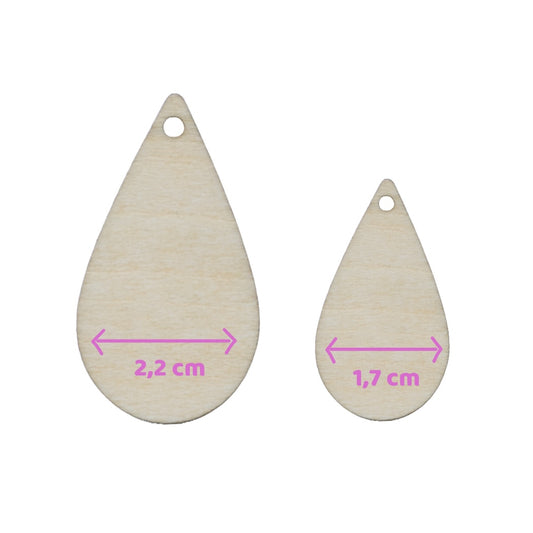 Houten bedels – druppelvorm (10 stuks)