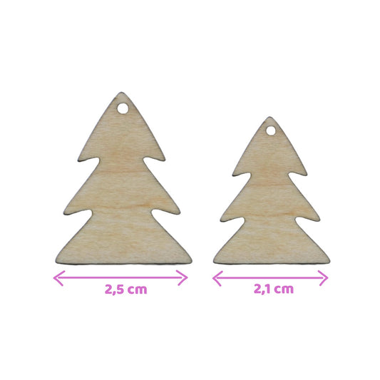 Houten bedels – kerstboom (10 stuks)