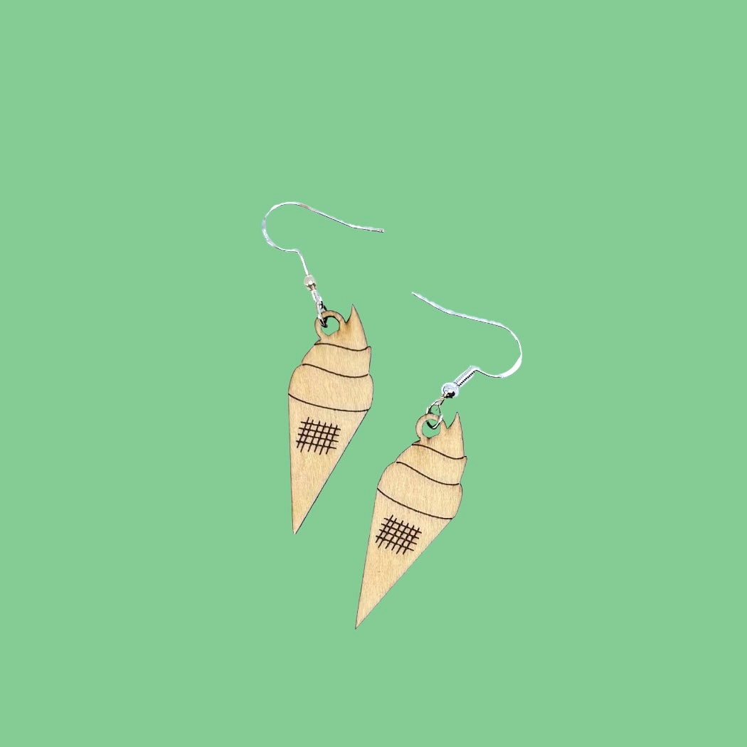 Oorbellen - IJsjes houten hanger