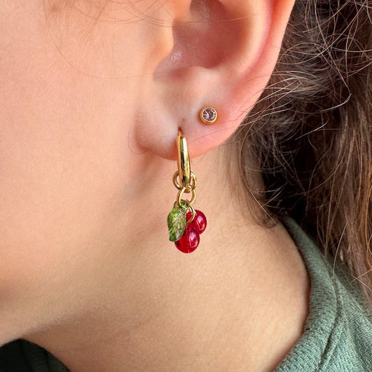 Oorbellen - Kersen creolen - goud