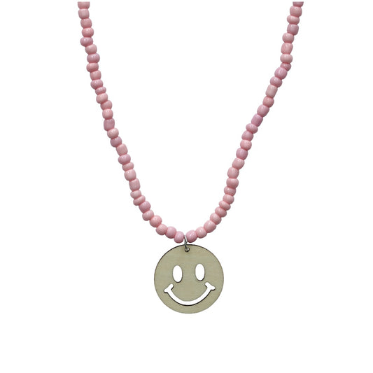 Ketting met houten smiley-hanger