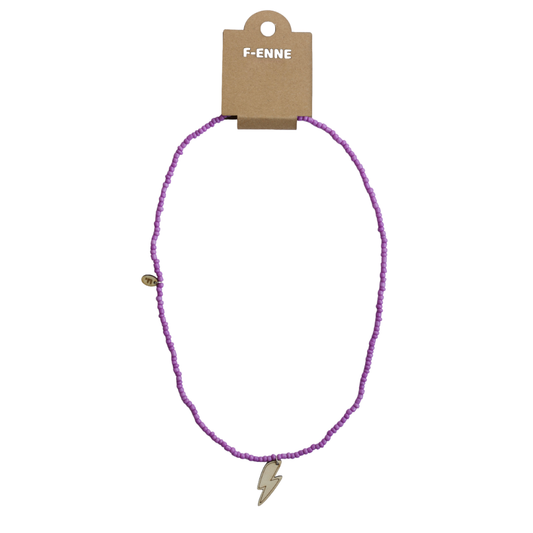 Ketting met houten bliksem-hanger - paars