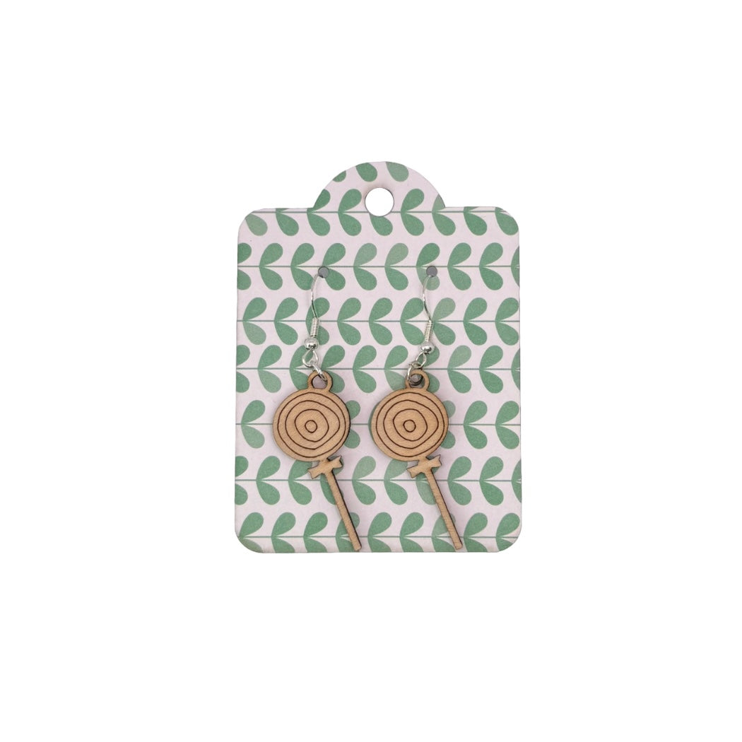 Oorbellen - Lolly houten hanger