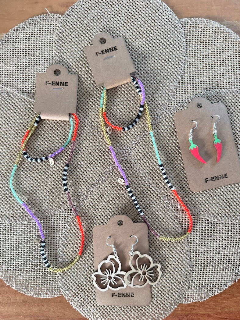 Multicolor ketting & armband set β oranje/paars