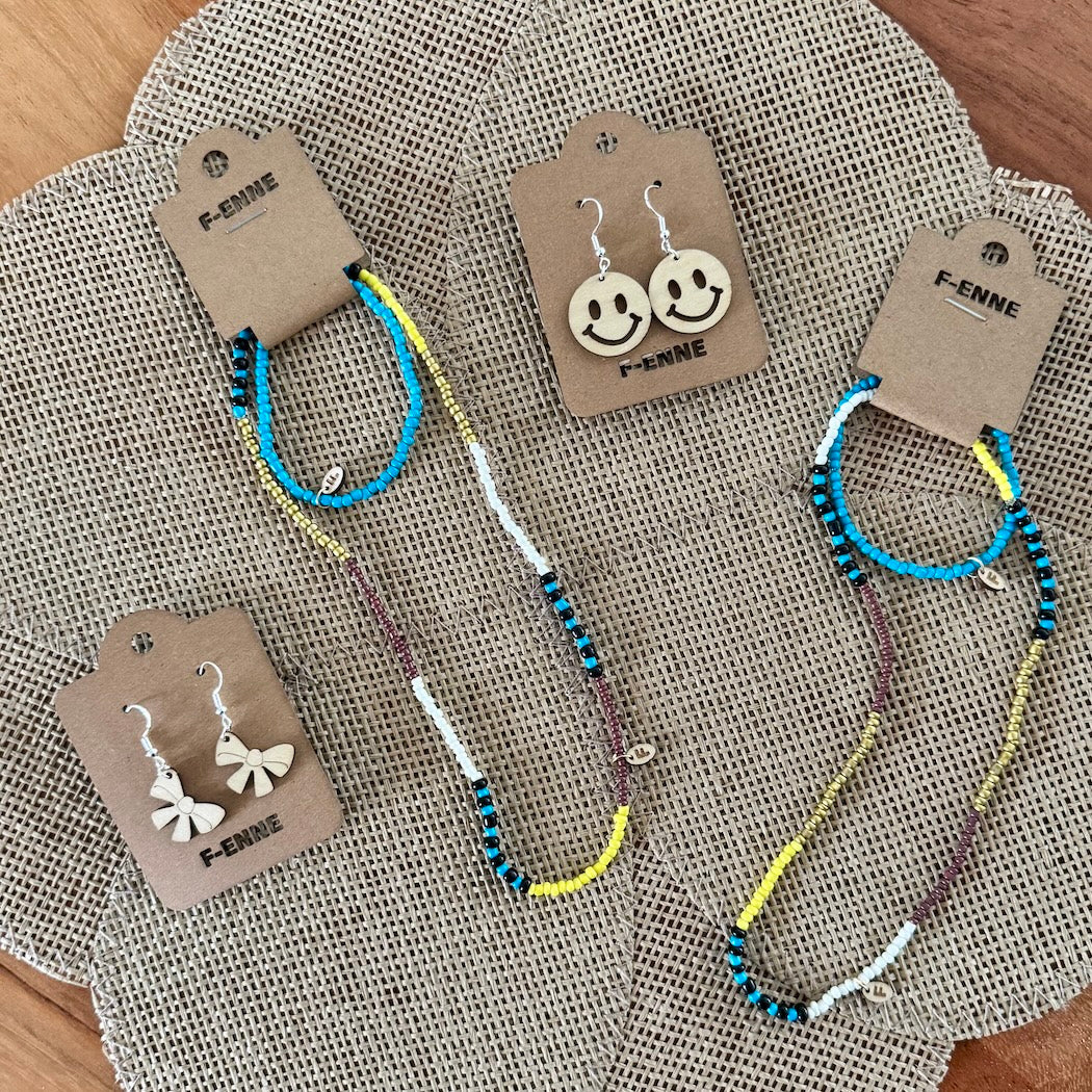 Multicolor ketting & armband set β blauw