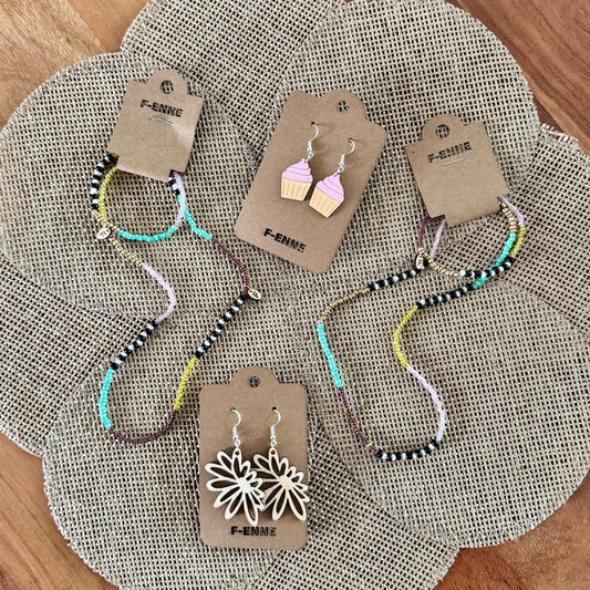 Multicolor ketting & armband set – geel/groen