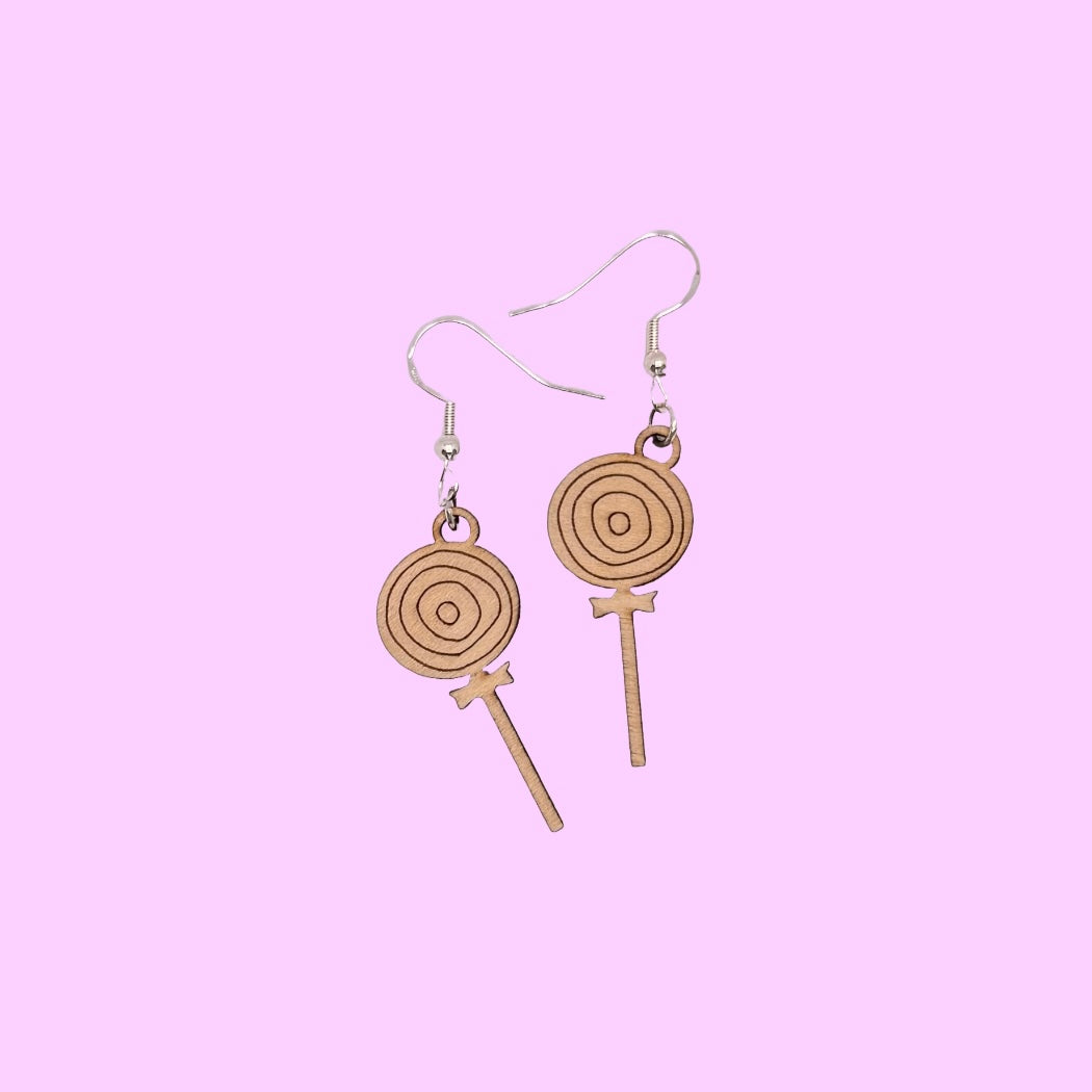 Oorbellen - Lolly houten hanger