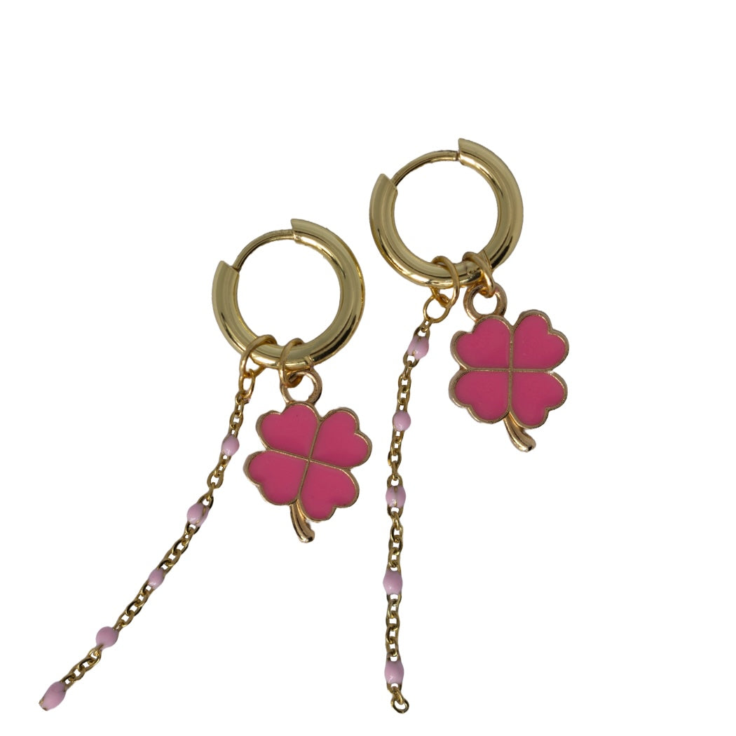 Oorbellen - Klavertje vier creolen - goud