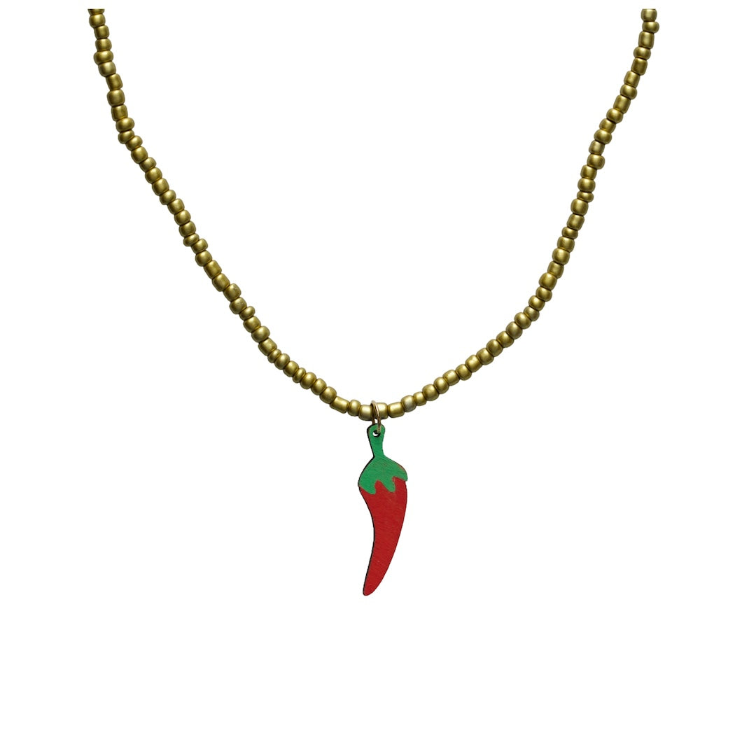 Ketting met houten peper-hanger