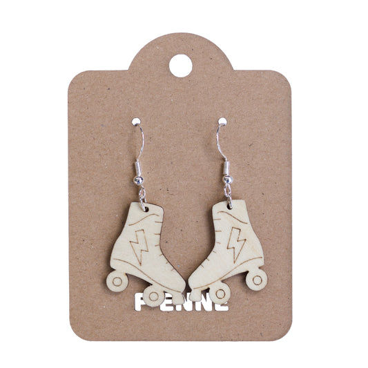 Oorbellen - Rolschaatsen houten hanger