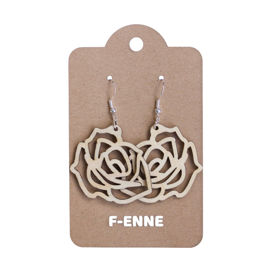 Oorbellen - Roosjes houten hanger