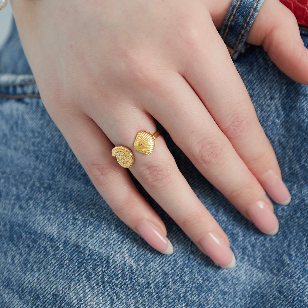 Stainless steel ring - schelpen