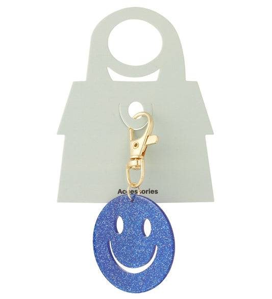 Keep Smiling - smiley sleutelhanger - donkerblauw