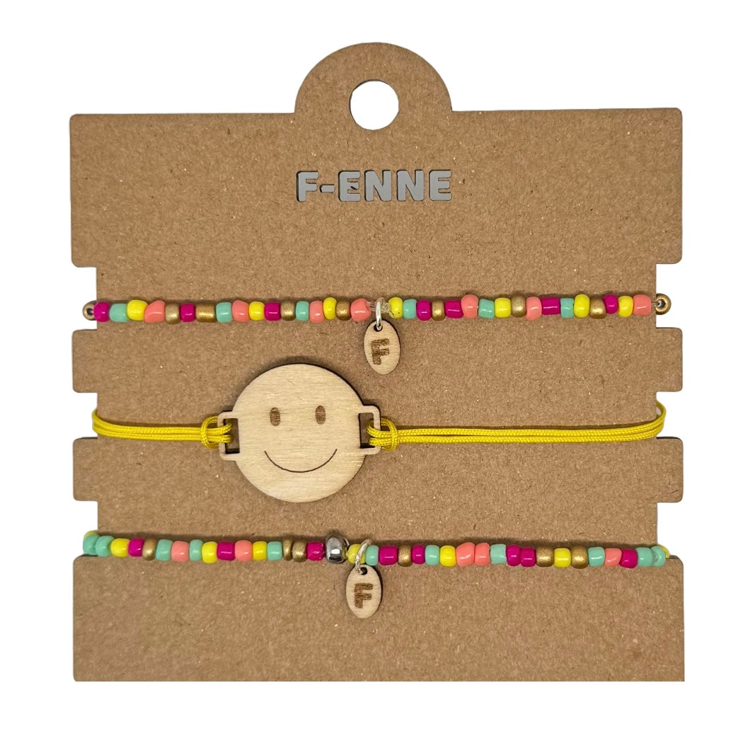 Armbandjes set - Smiley en multicolor
