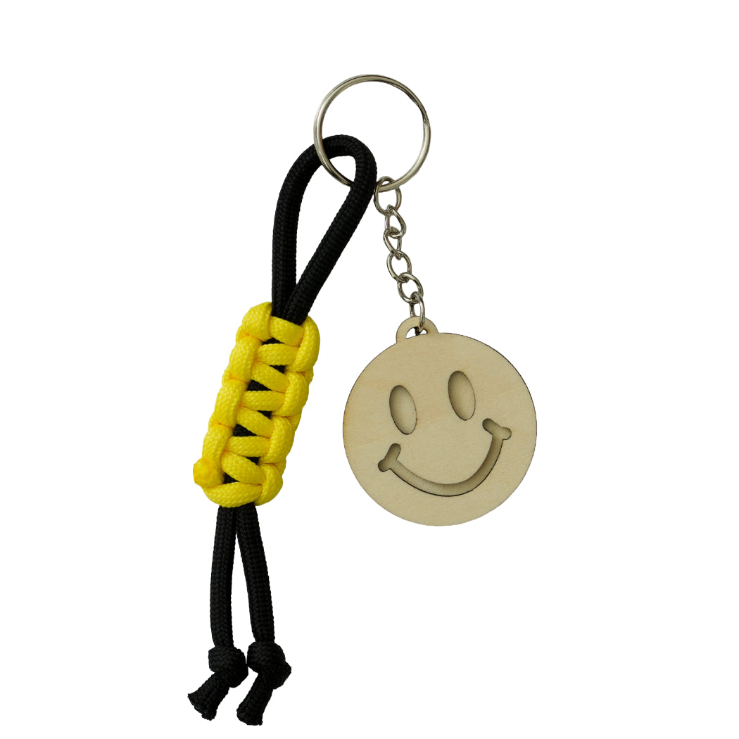 Sleutelhanger met houten smiley