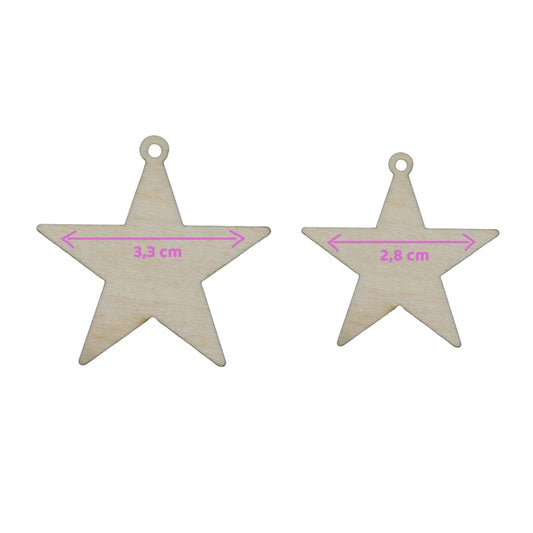 Houten bedels – ster (10 stuks)