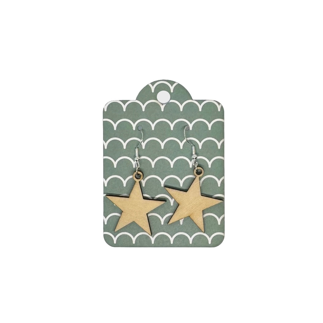 Oorbellen - Sterren houten hanger