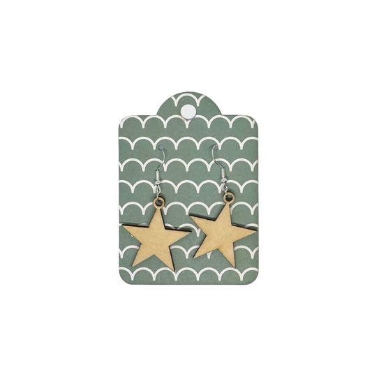 Oorbellen - Sterren houten hanger