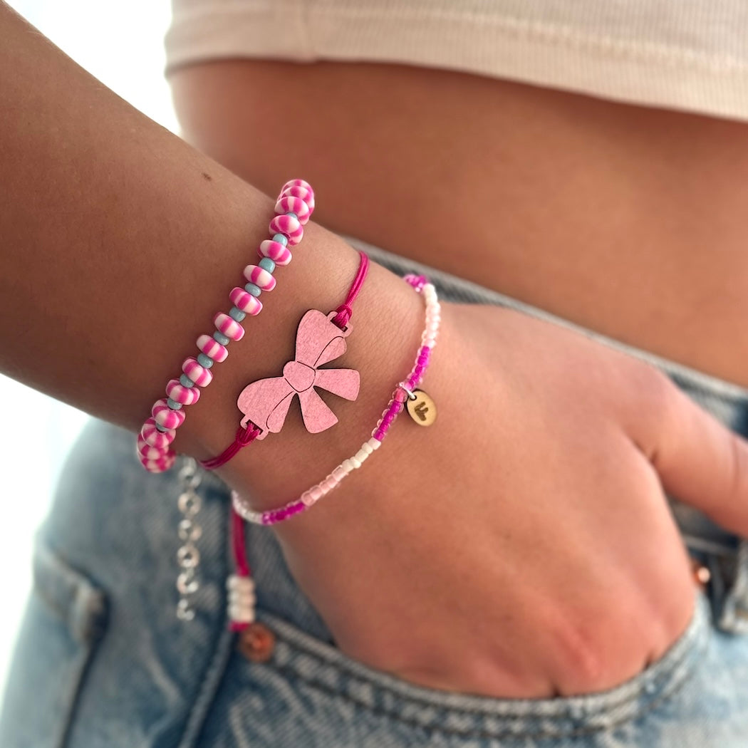 Armbandjes set - Strikje roze