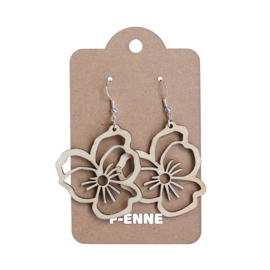 Oorbellen - Viooltje houten hanger