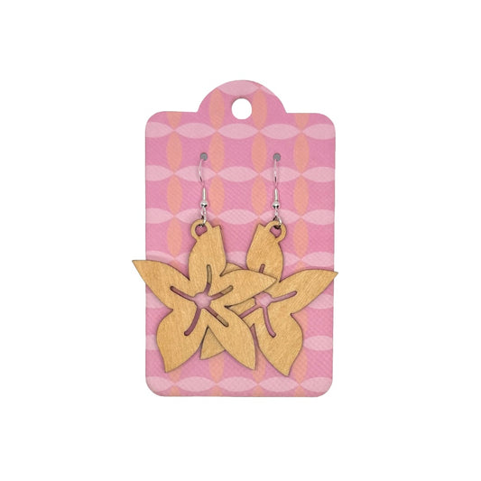 Oorbellen - Gladiool bloem houten hanger