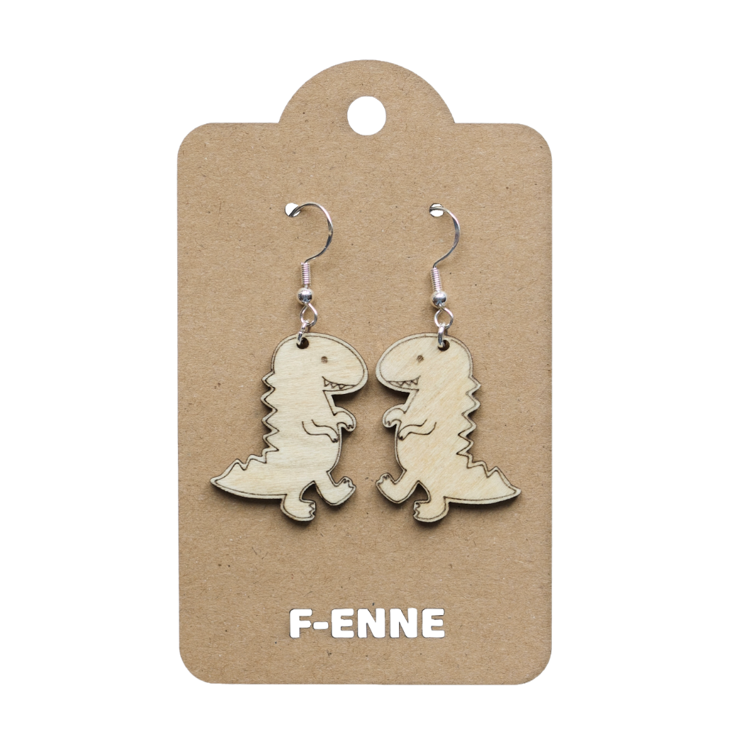 Oorbellen - Dino houten hanger