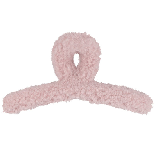 Fluffy teddy haarclip - roze