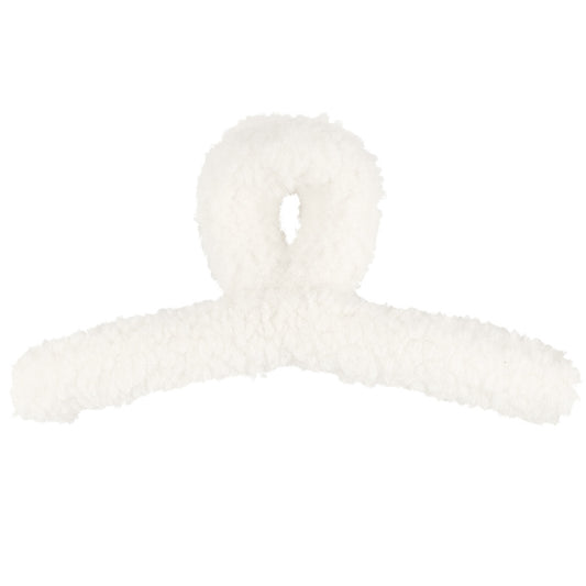 Fluffy teddy haarclip - wit